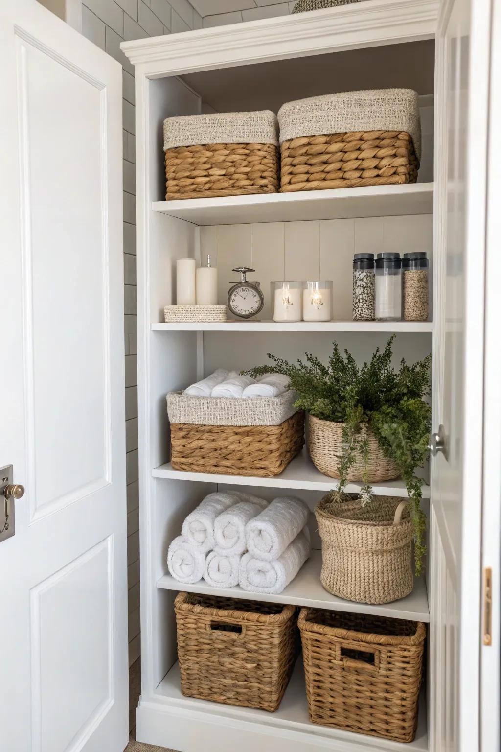 Baskets are ideal for organizing while adding a decorative touch.