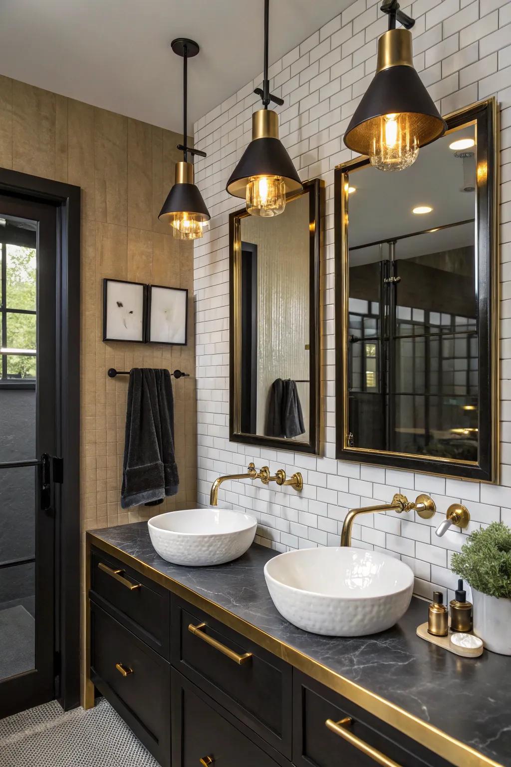 Your bathroom will have a striking, urban vibe with industrial chic fixtures.