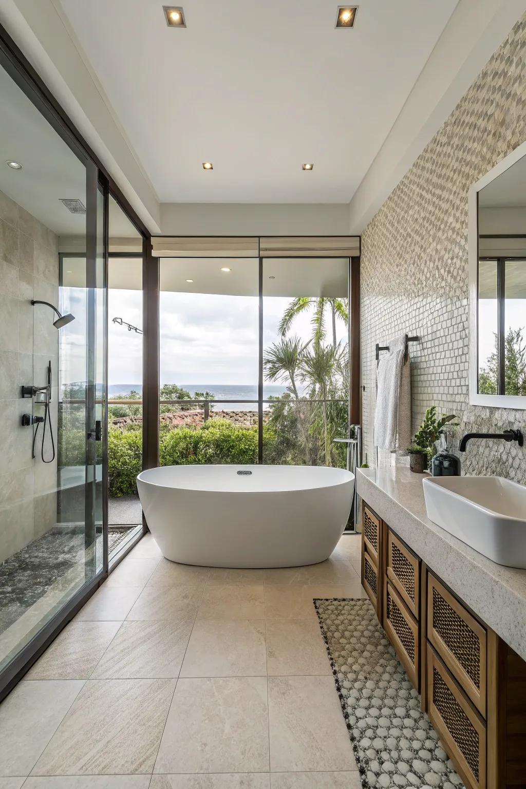 Achieve a unified look with a smooth tile surround for your bathtub.