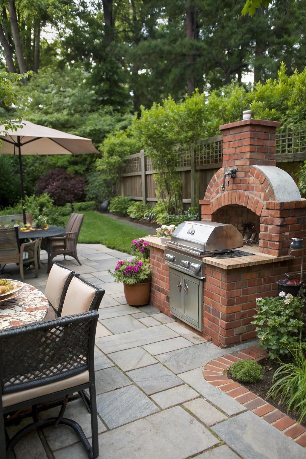 Eternal allure embodied in a brick-built cooking grill.