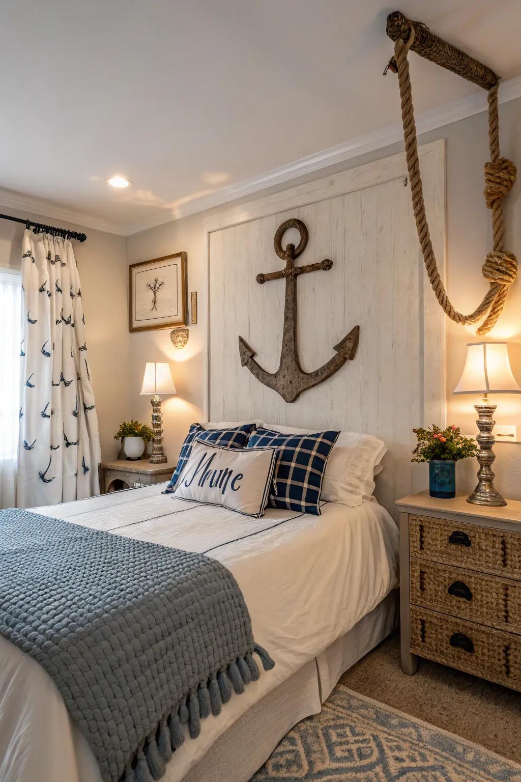 Ocean-inspired decor brings a cheerful touch to your beach-themed bedroom.