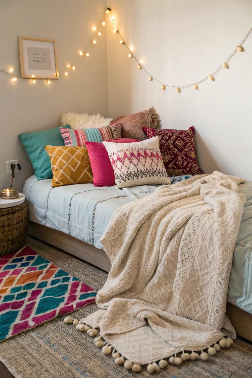 Turn a corner into a cozy space with a floor bed.