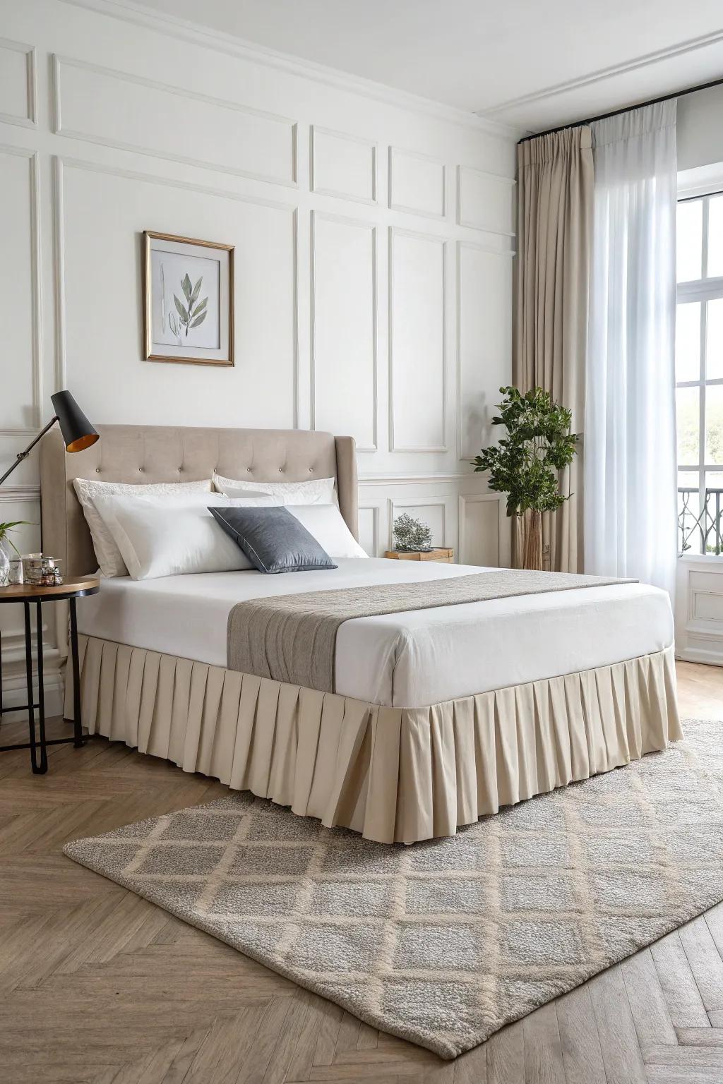 Straight lines and calm colors make a simple, modern look.