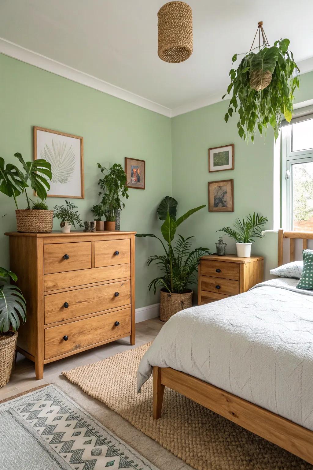 Connect with the outdoors through refreshing light green tones.