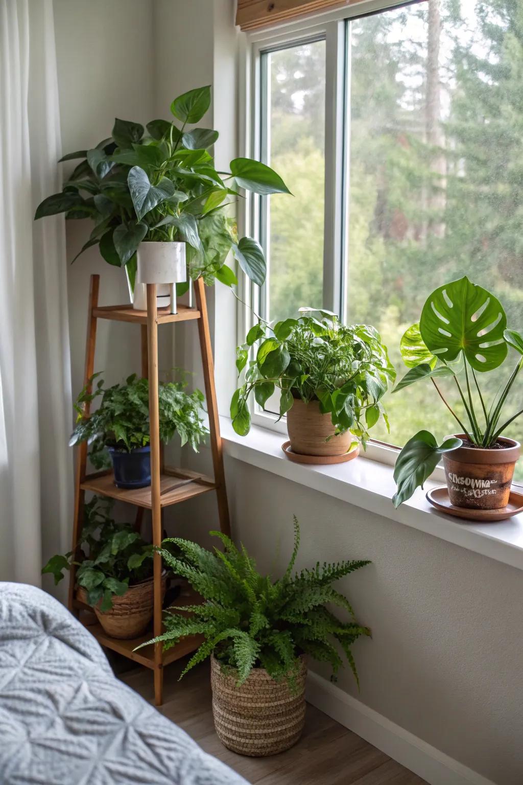 Bring the outdoors inside with lots of pretty plants.