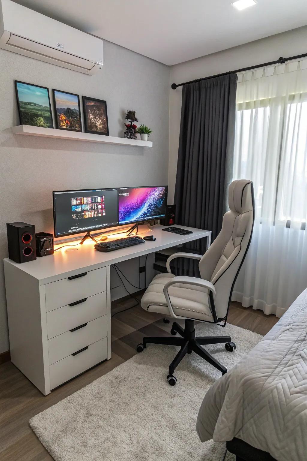 A setup with two monitors helps with both gaming and getting things done.