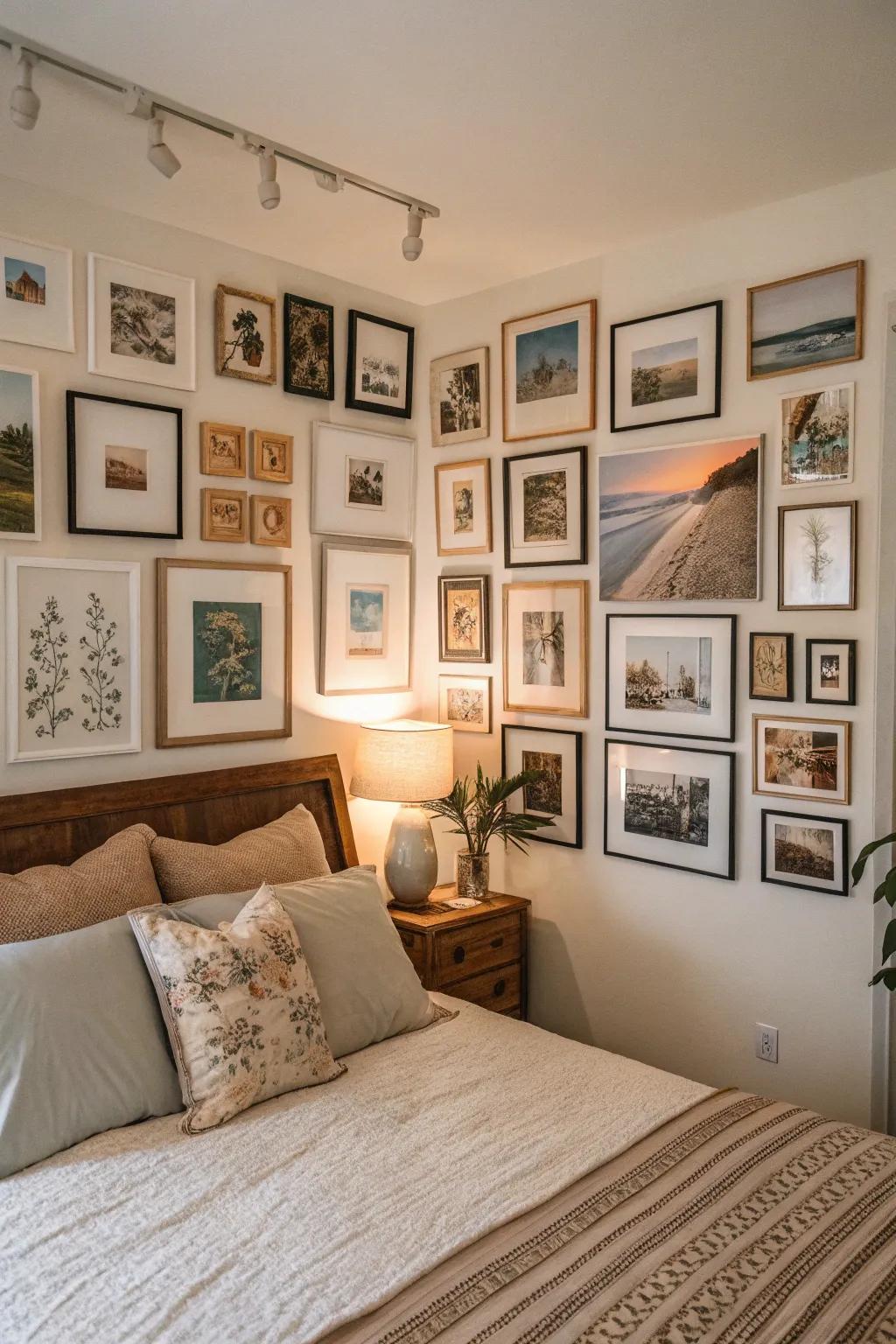 A display wall introduces personal character and creative style to any bedroom.