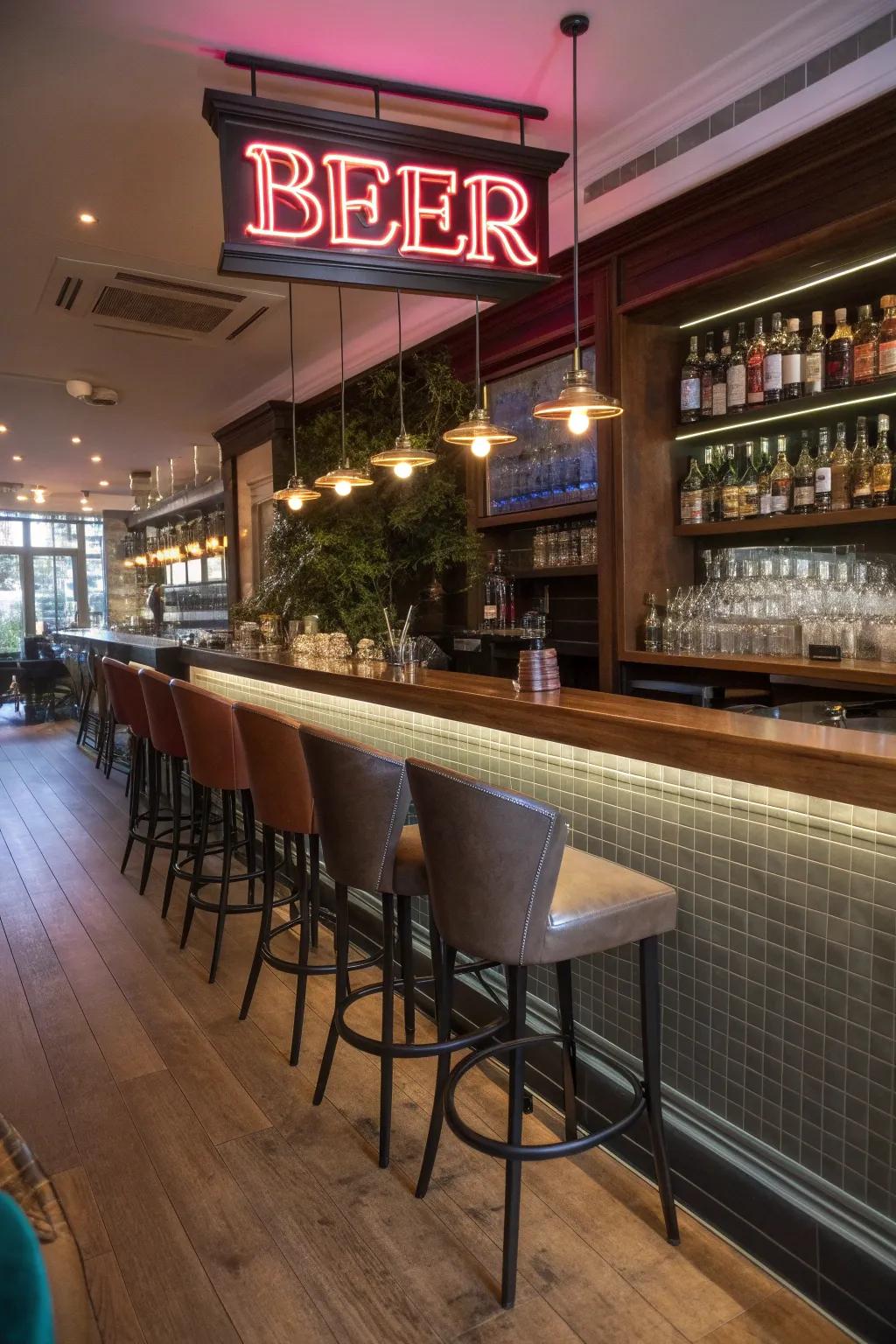 An electric brew sign brings energetic enthusiasm to your space.