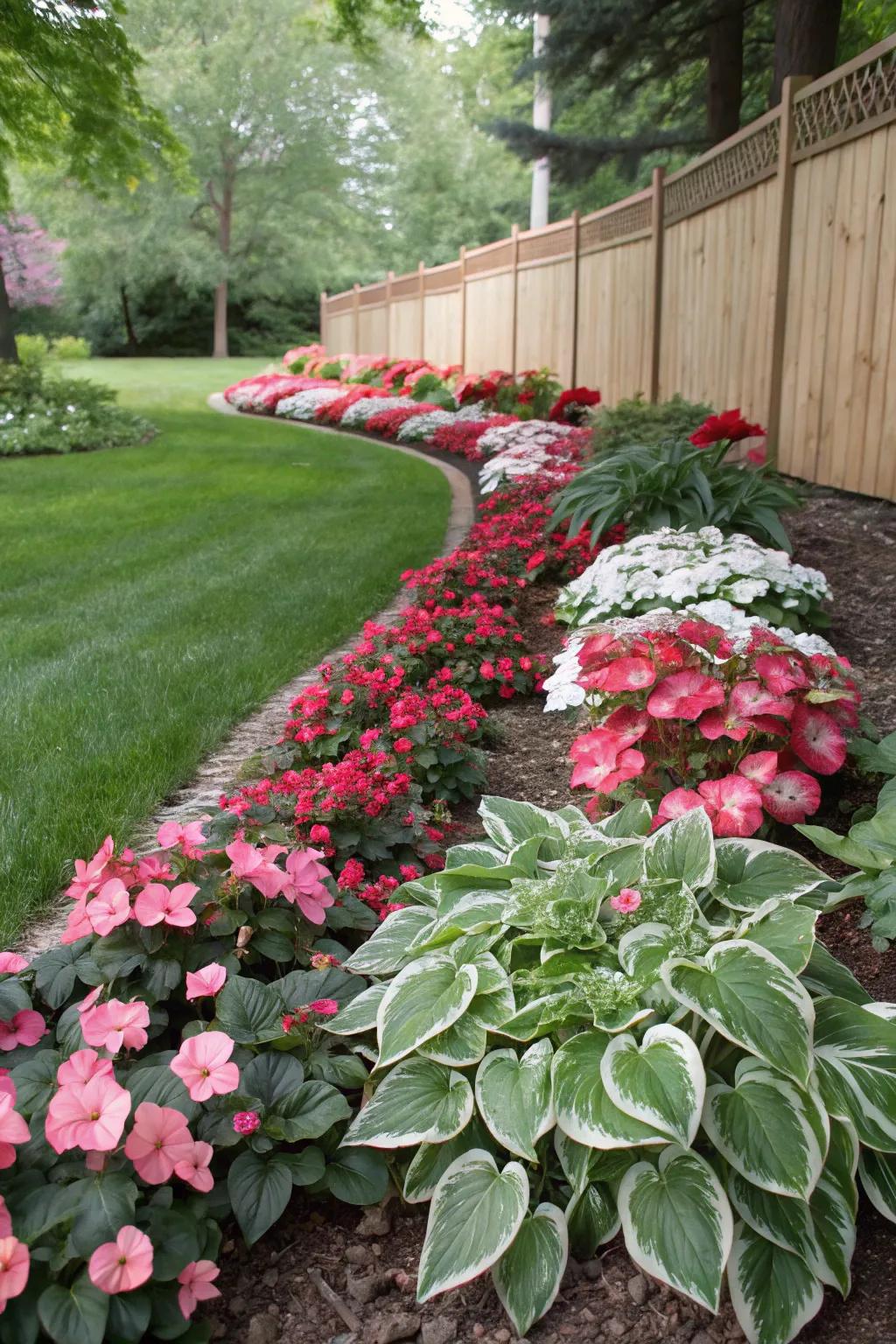 Begonias and hostas create a stunning combination for a textured garden.