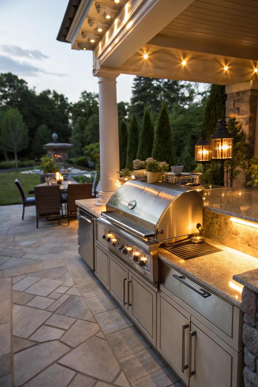 Built-in lights offer a seamless lighting option for grills.