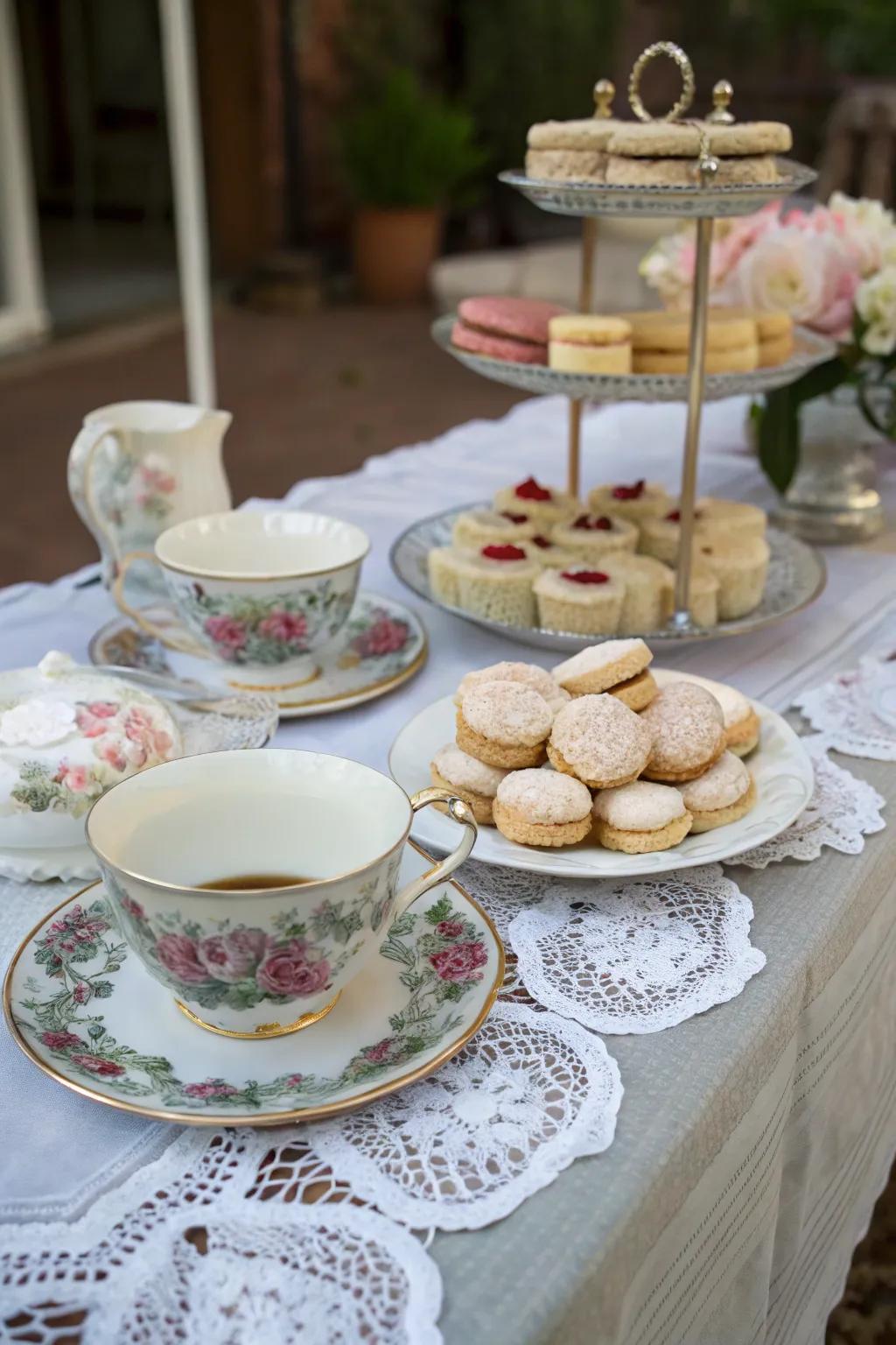 Relish a timeless afternoon steeped in vintage tea party elegance.