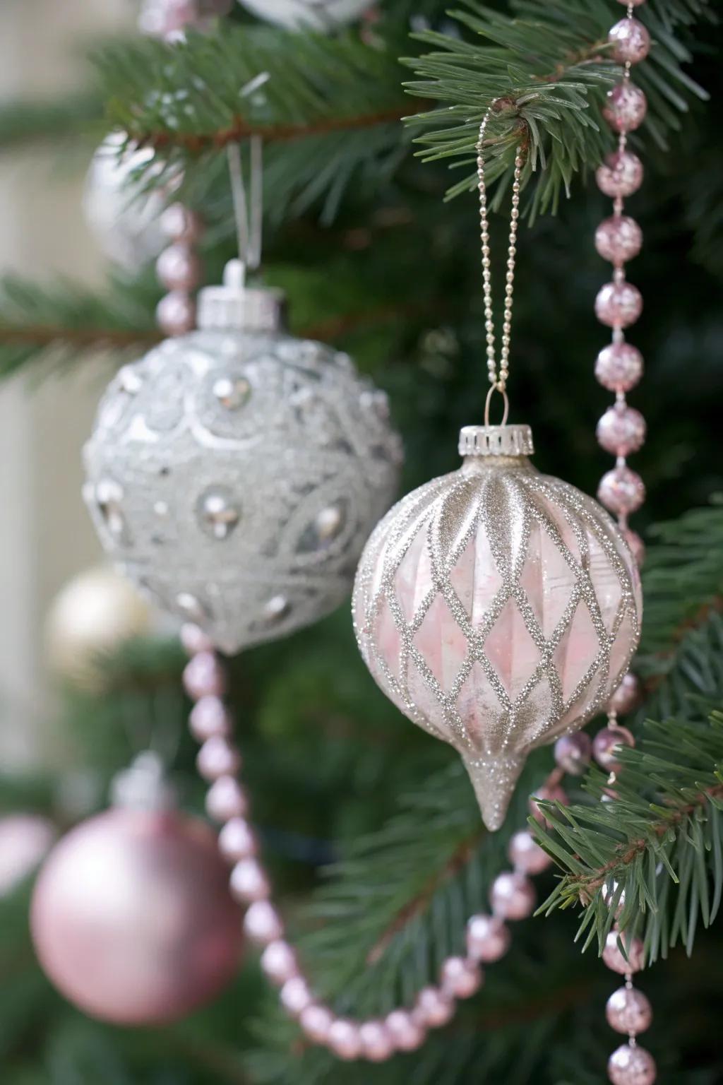 Shimmering ornaments bring an element of refinement and sparkle.