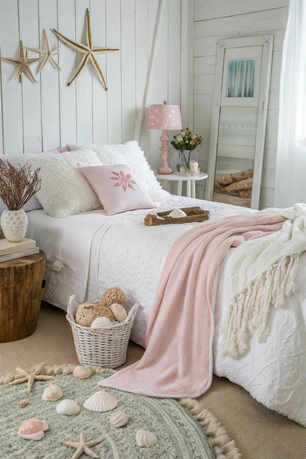 A bright palette widens the area and emphasizes peace.