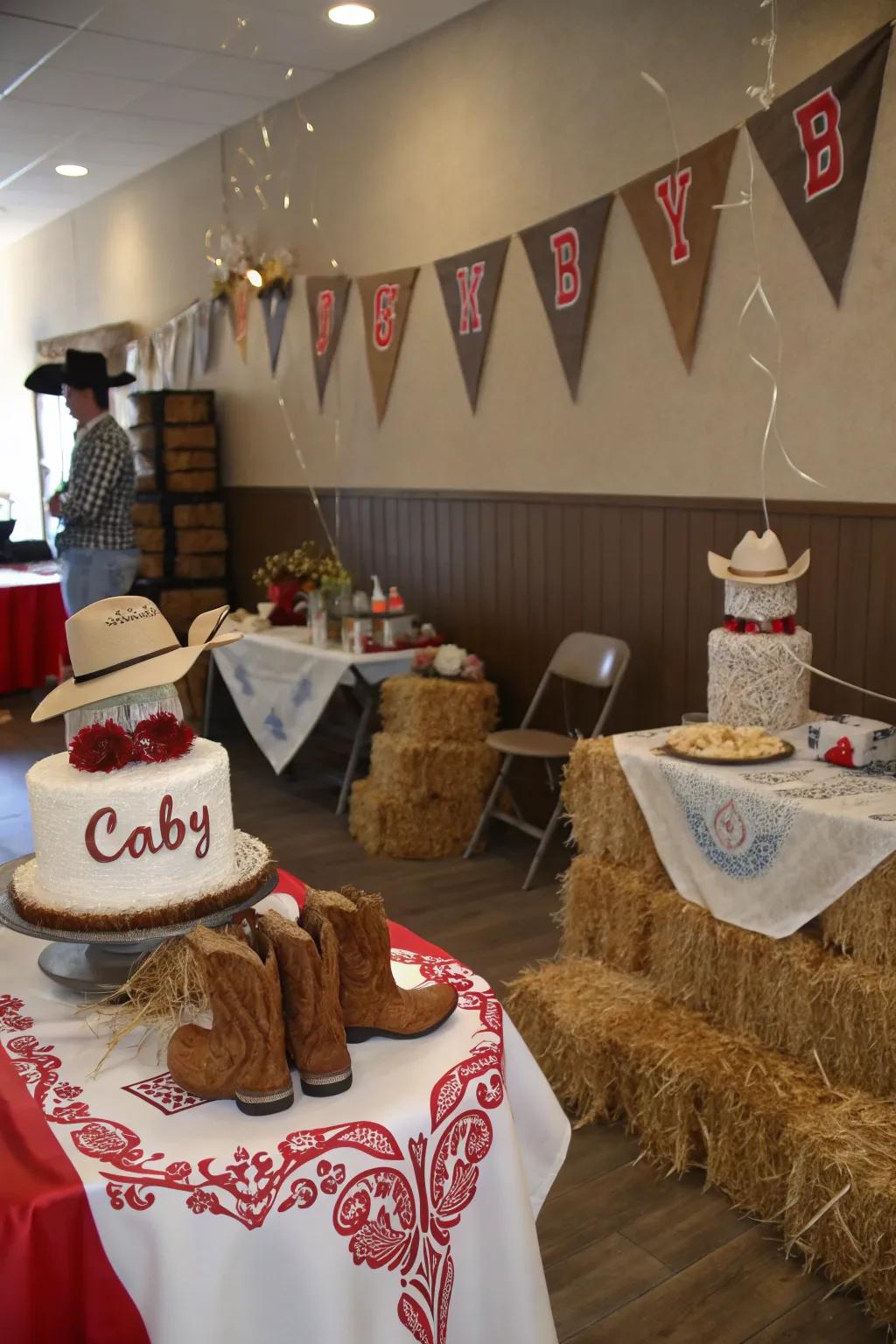 Rustic cowboy-themed baby shower transporting the wild west to your event