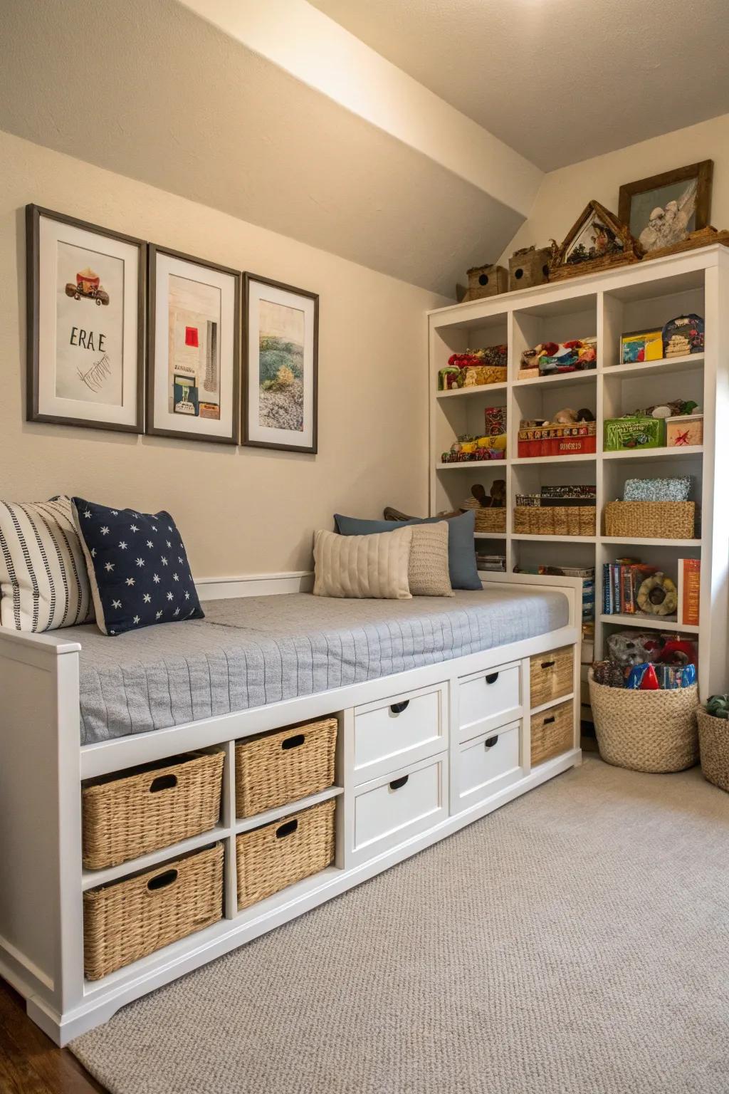 Amplify your space with a daybed designed for optimal storage solutions.