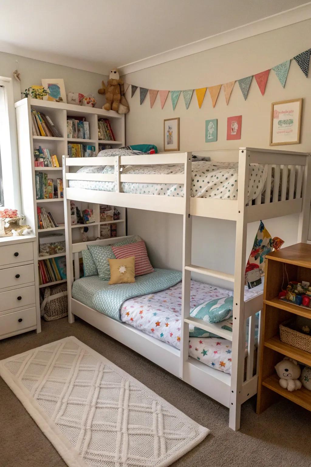 A dual-purpose room featuring convertible furniture that grows with your children.
