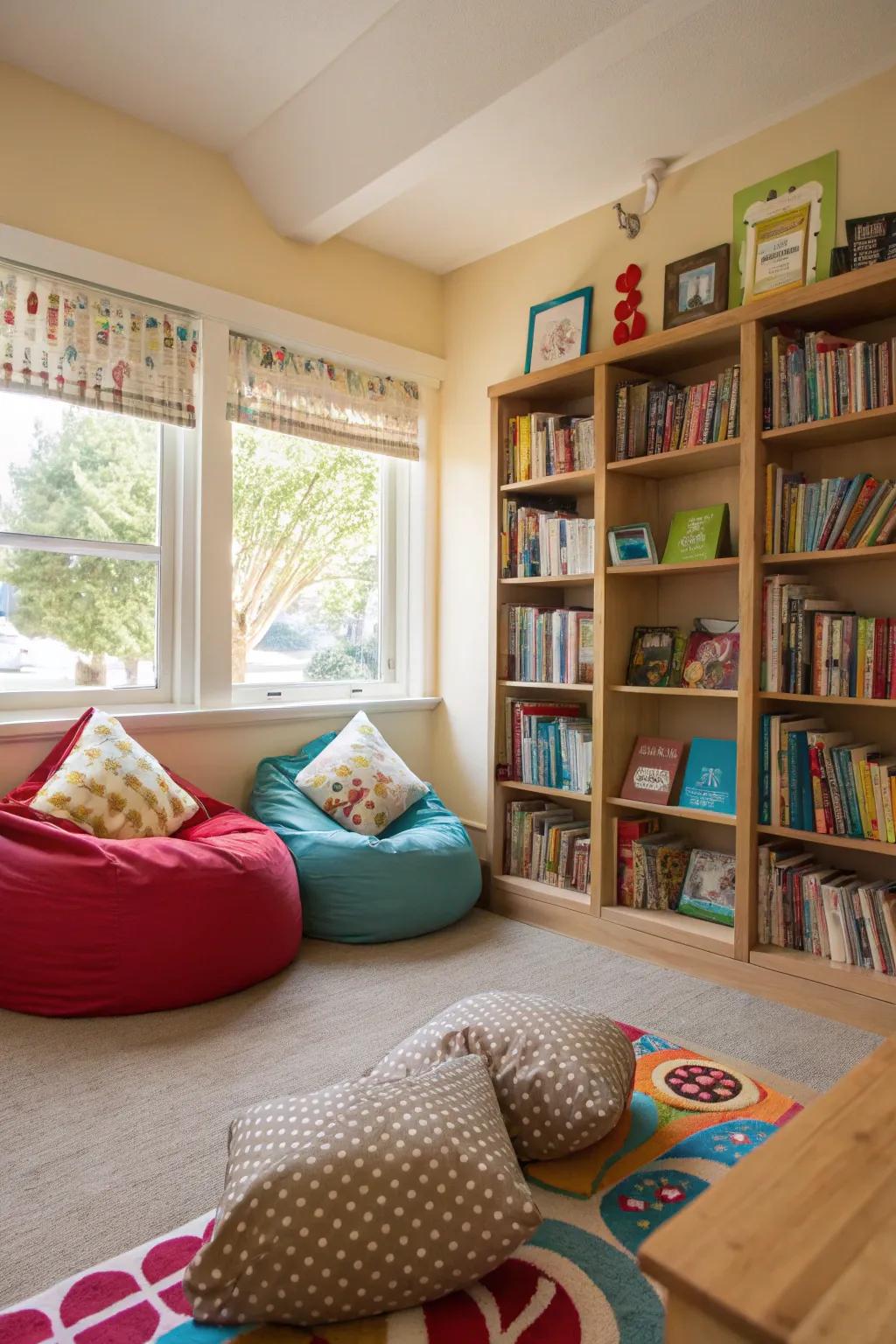 A relaxing reading area, primed for embarking on unforgettable story-filled expeditions.