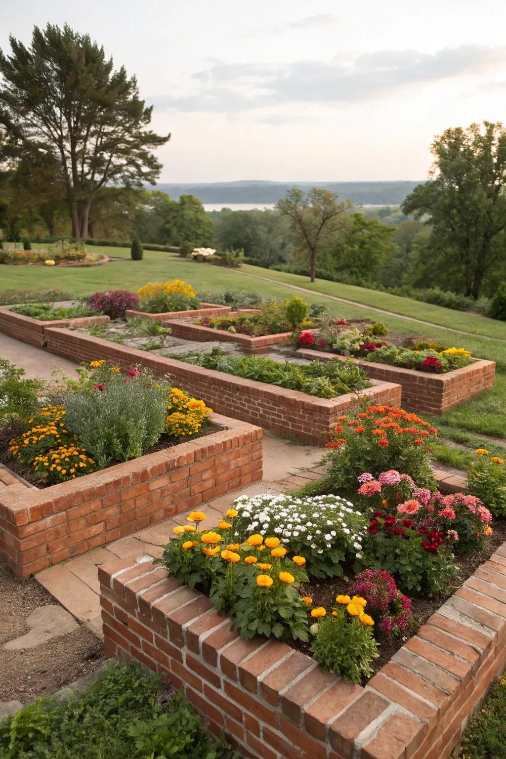 Raised beds add structure and simplify garden upkeep.
