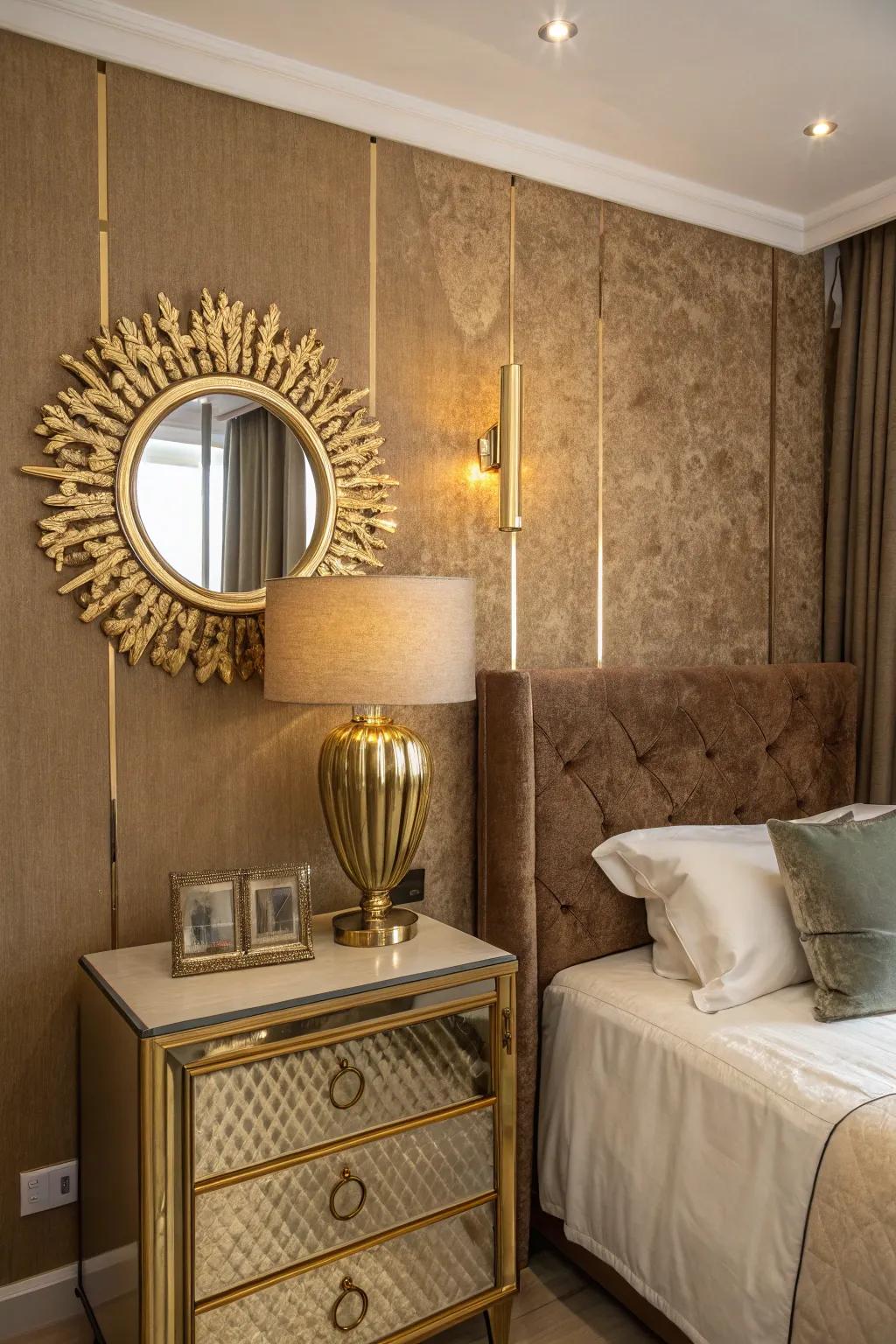 Gilded features in lights and accents introduce a lavish element.