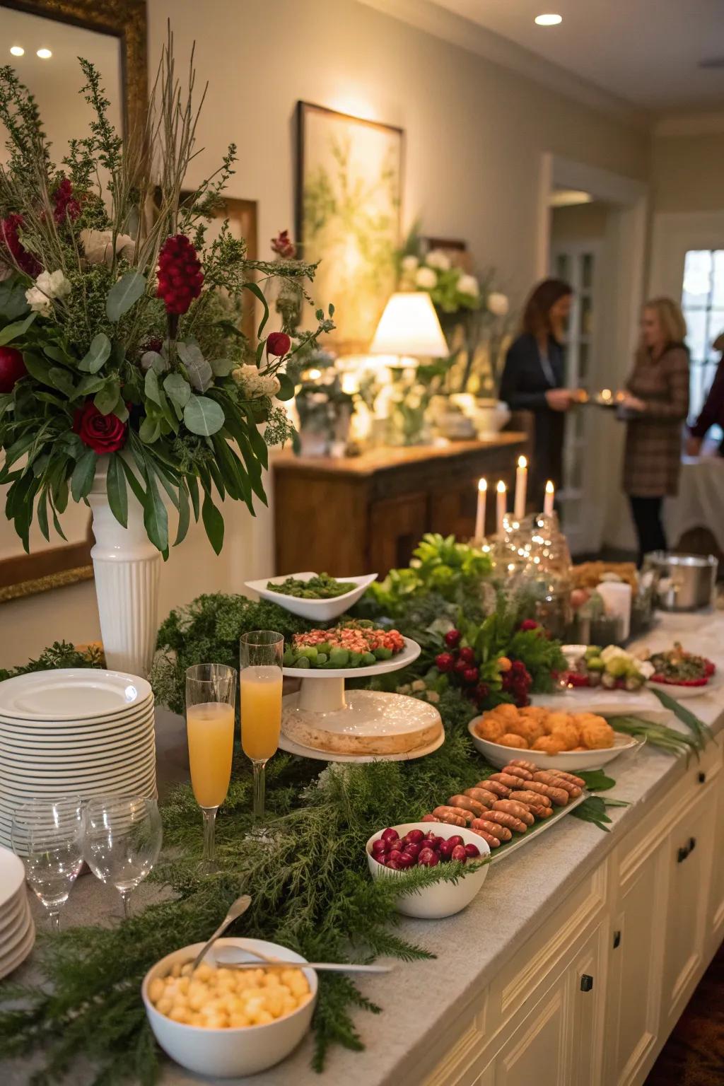 Seasonal greens lend a natural vibe to your table setting.