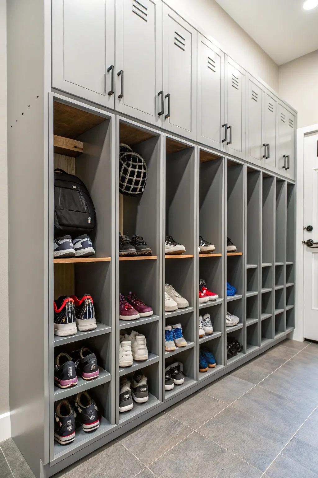 Integrated shoe arrangement to maintain a pristine entryway.