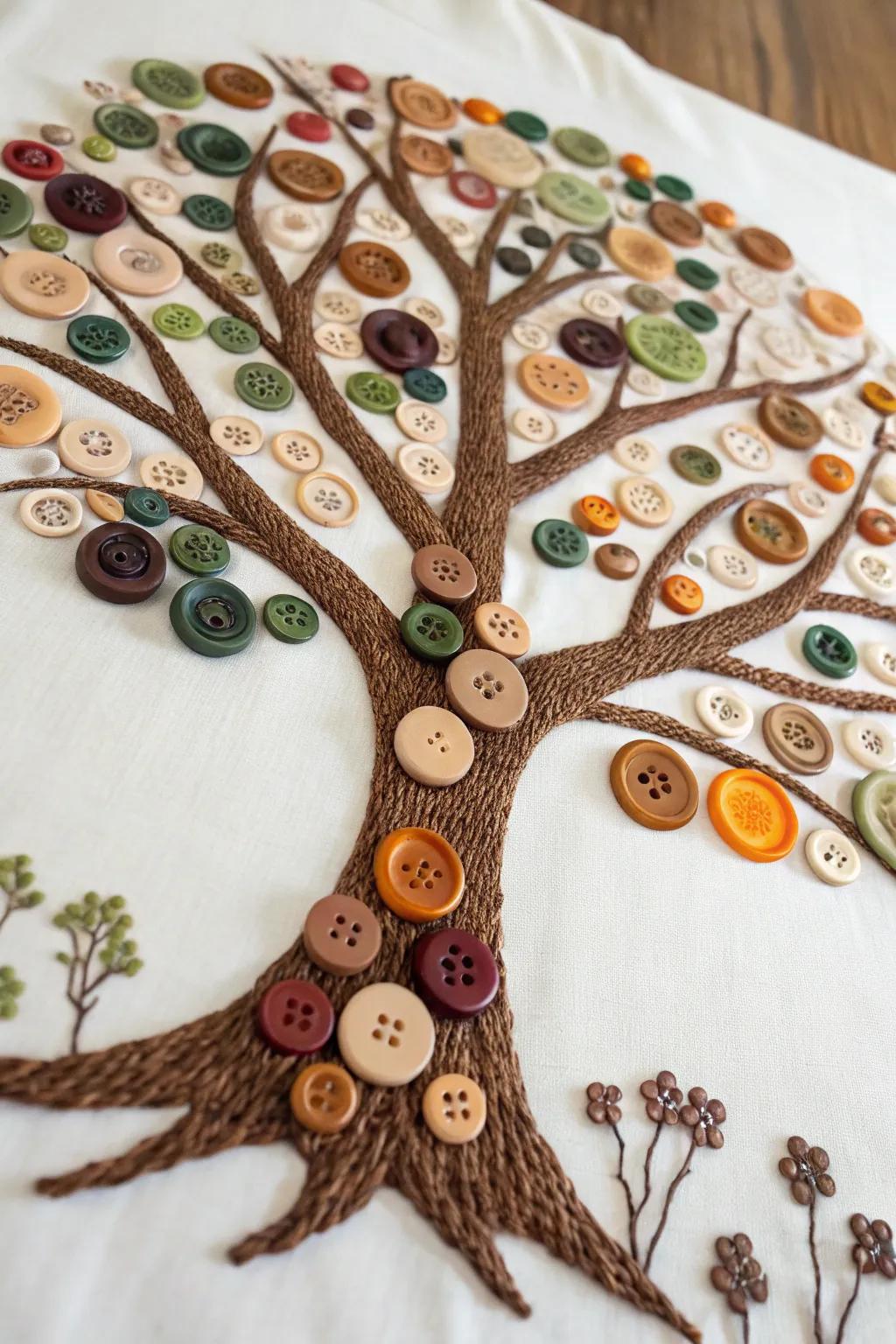 Celebrate the beauty of nature with this striking button art Tree of Life, where simplicity meets artistry. Ideal for a peaceful, stylish setting.