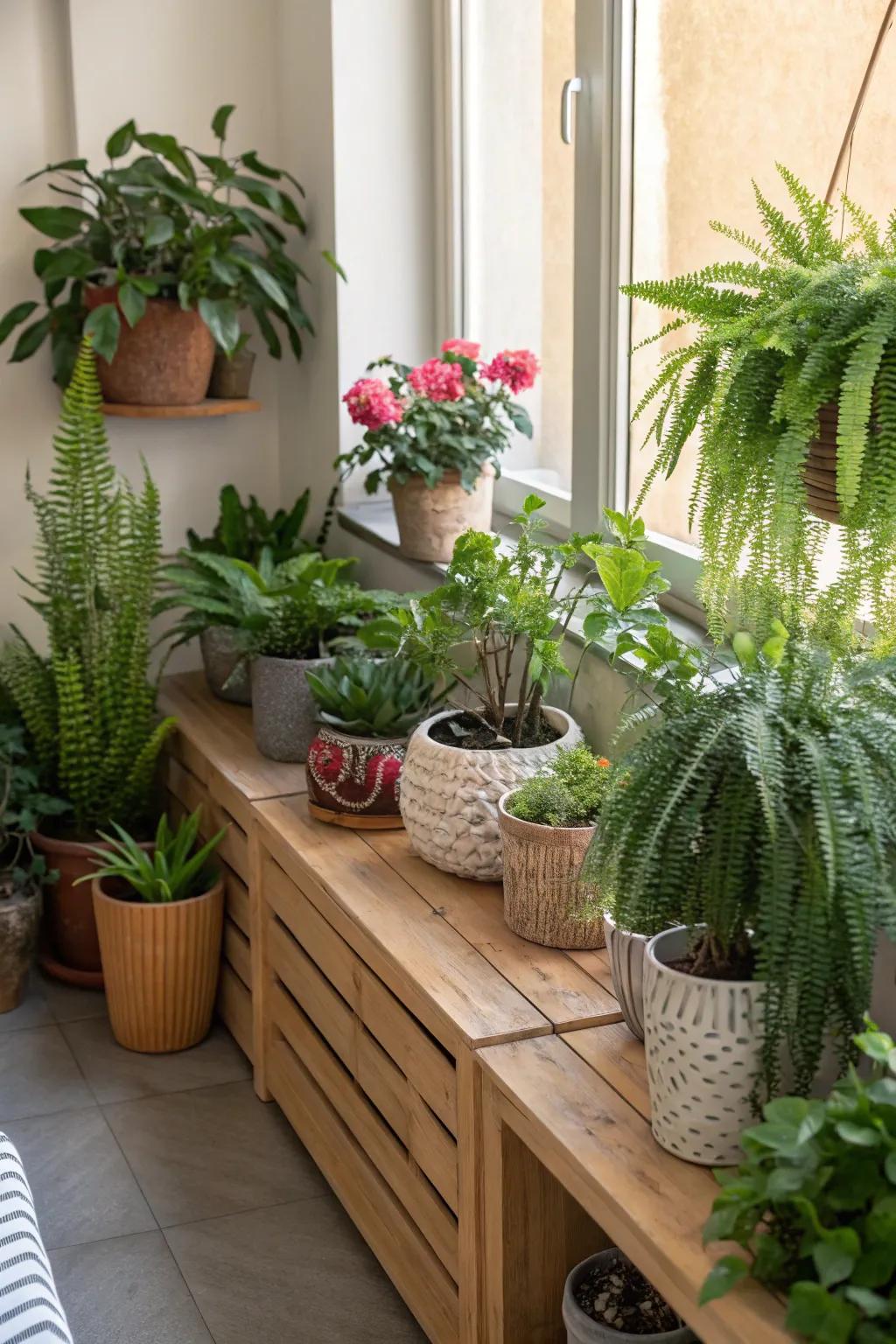 Welcome nature indoors with vibrant greenery in your calming corner.