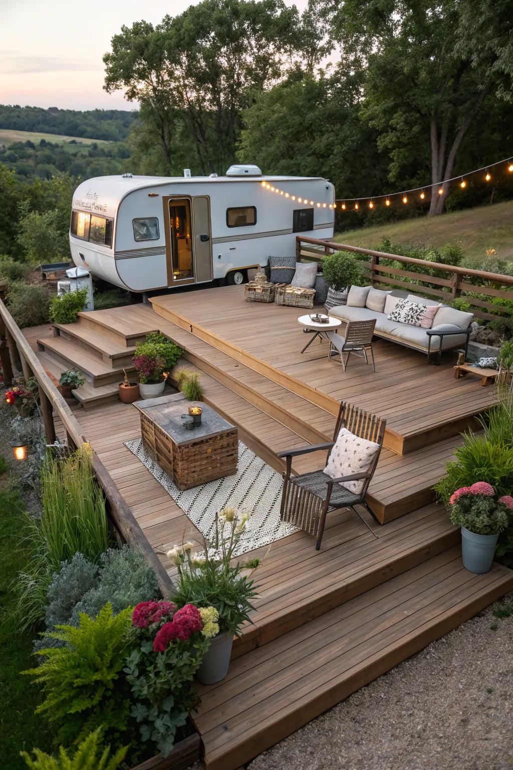 A multi-level deck adds dimension to your camper space.