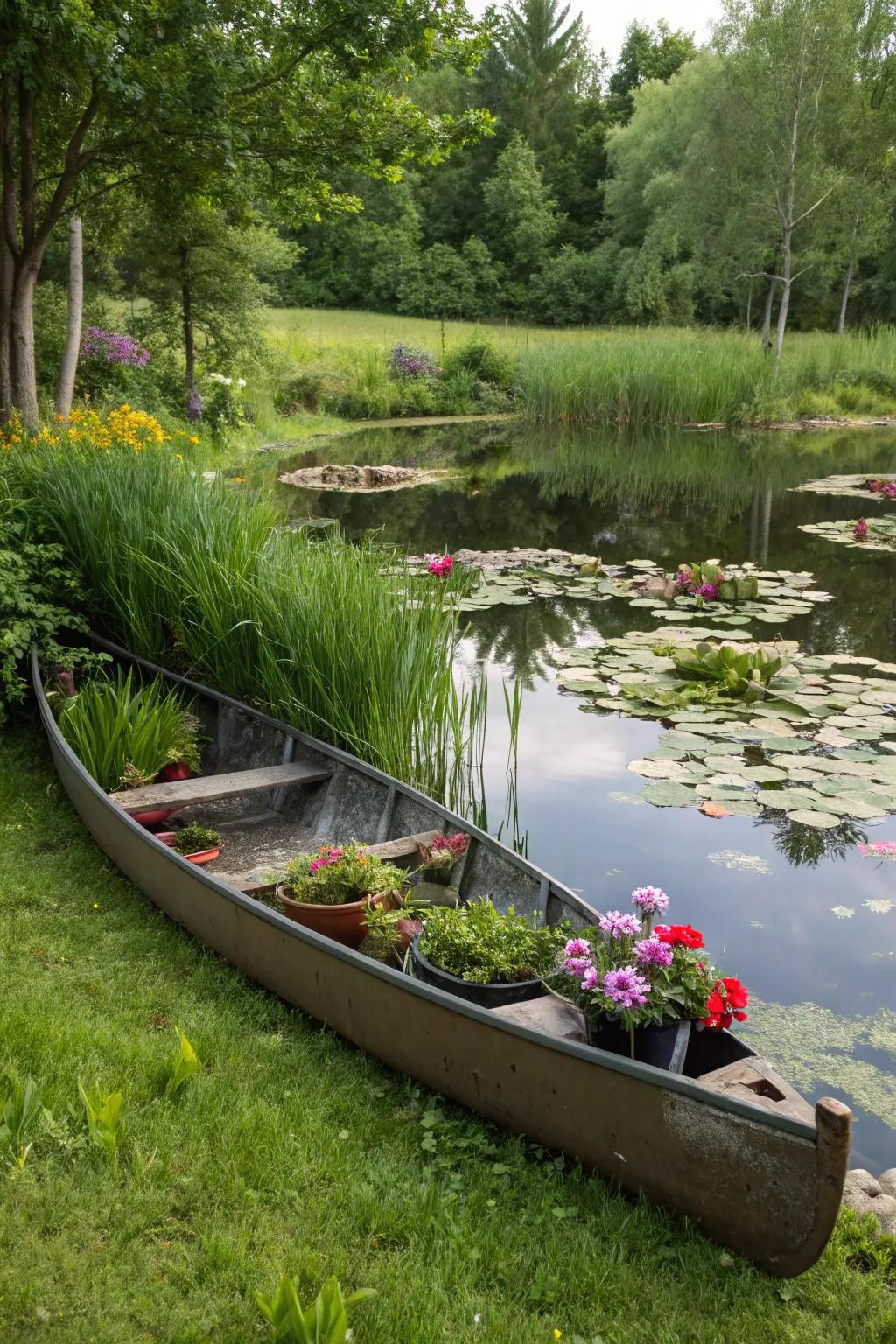Enhance your garden's inherent beauty by setting your planter by the water.