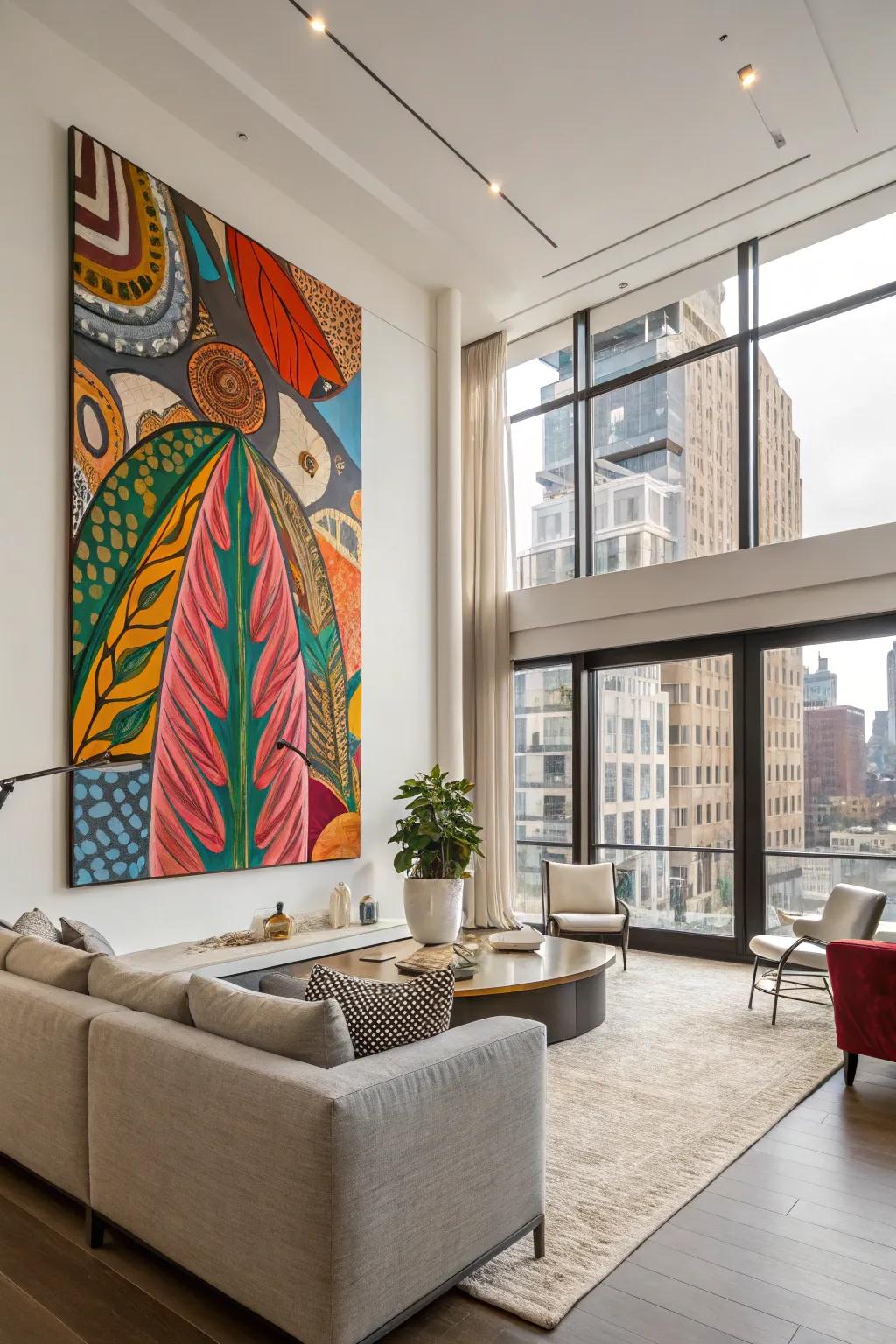 Striking non-figurative canvas in a stylish apartment