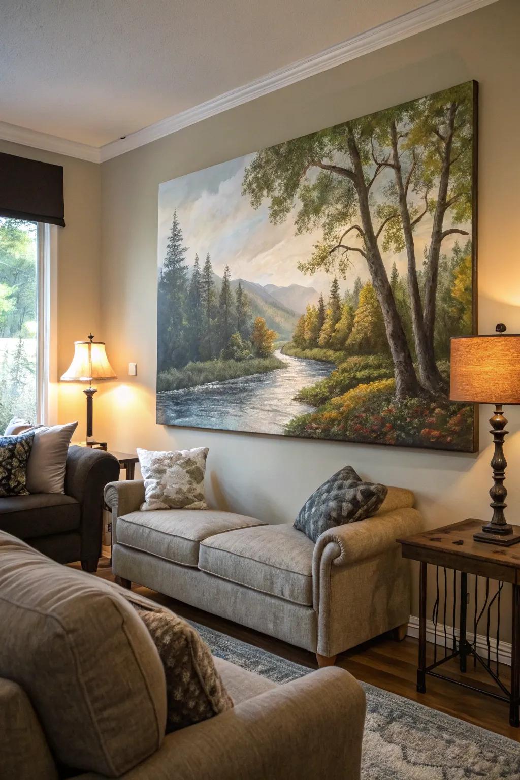 Art inspired by nature cultivates an atmosphere of tranquility.