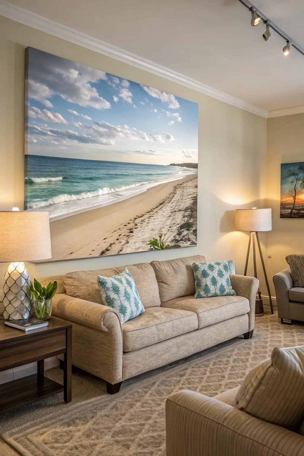 Art inspired by nature cultivates a serene atmosphere.
