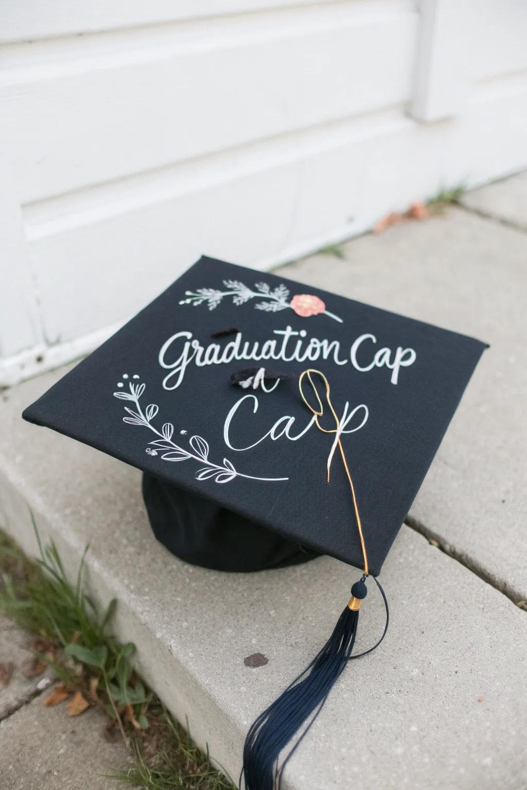 A graduation cap decorated with an inspiring phrase to motivate the graduate.