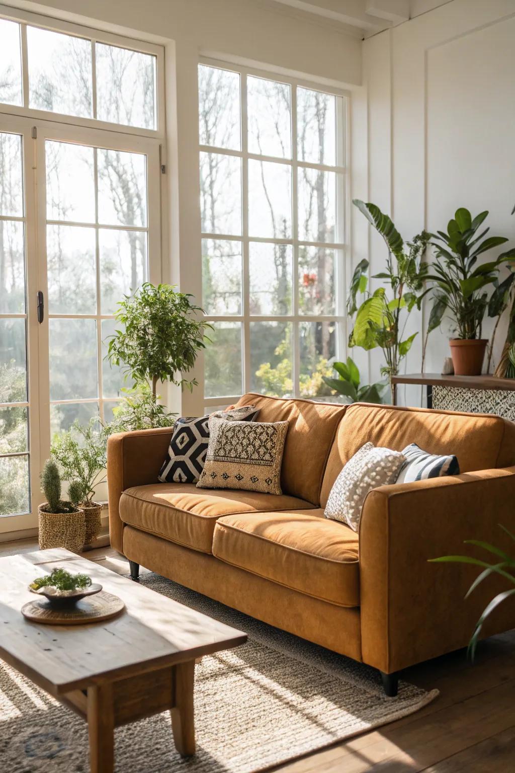 Sunlight amplifies the coziness of tawny shades.
