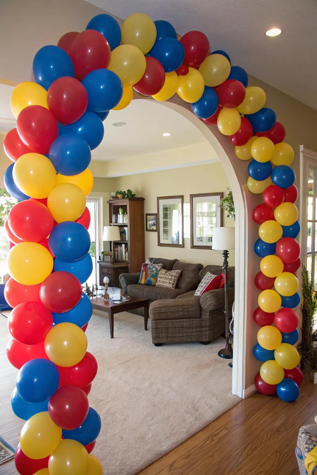 A balloon gateway provides a touch of whimsy to your fairground party.