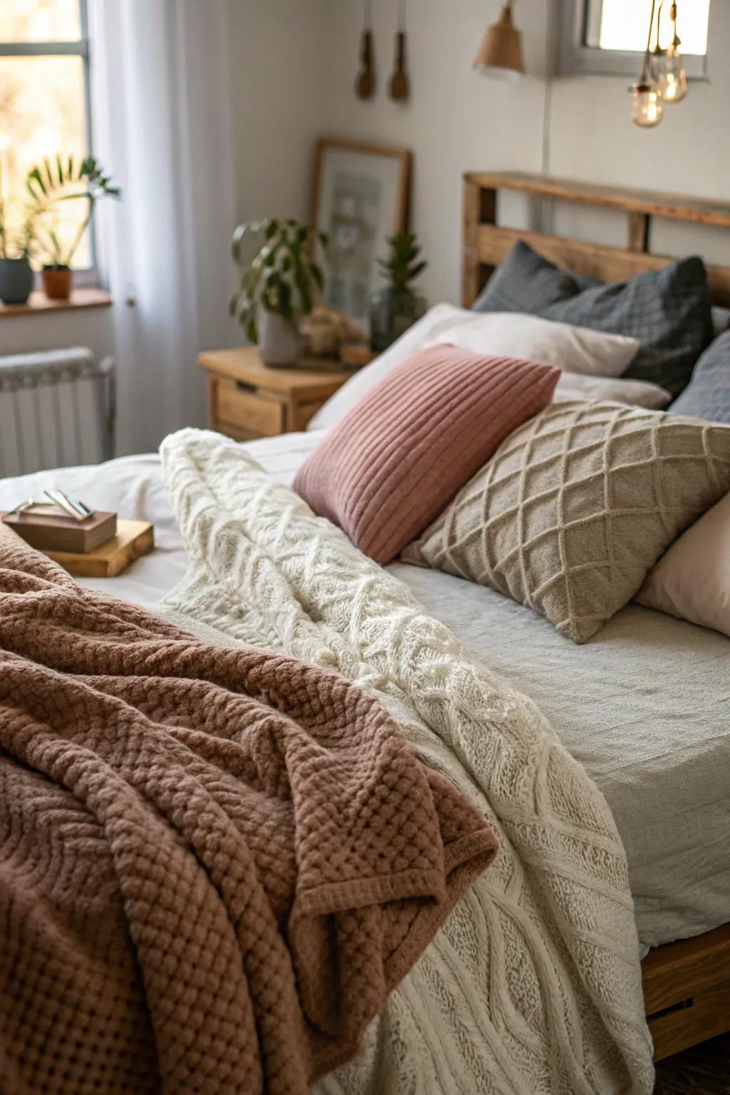 Layering feels for a comfy and welcoming bed.