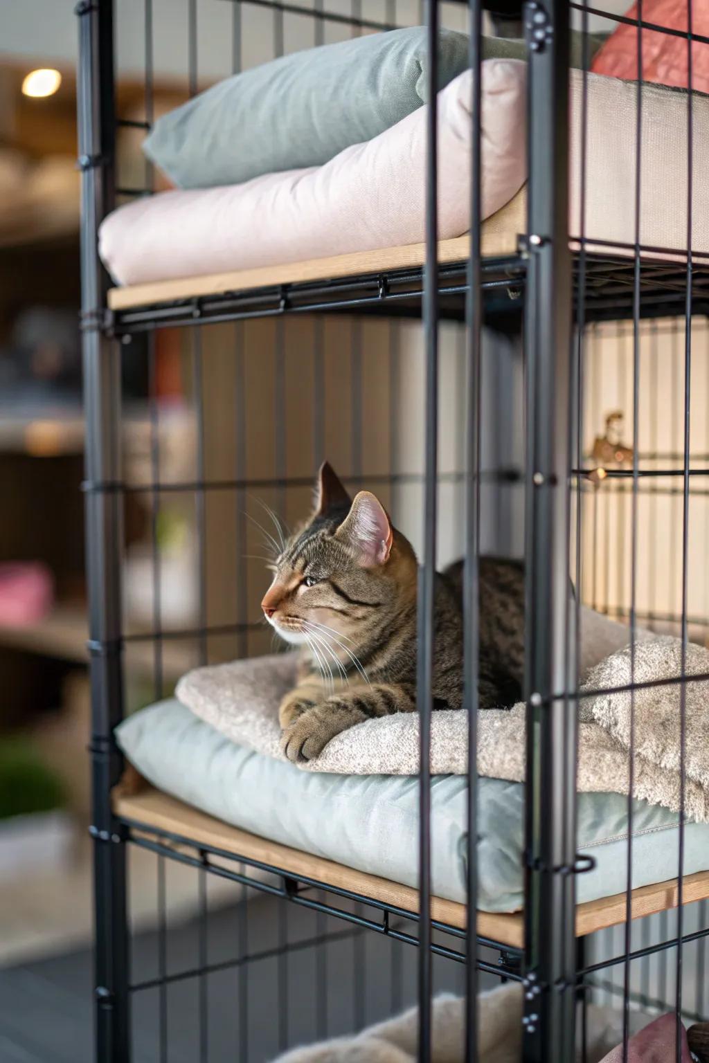 Padded platforms offer a luxurious lounging experience for your feline buddy.