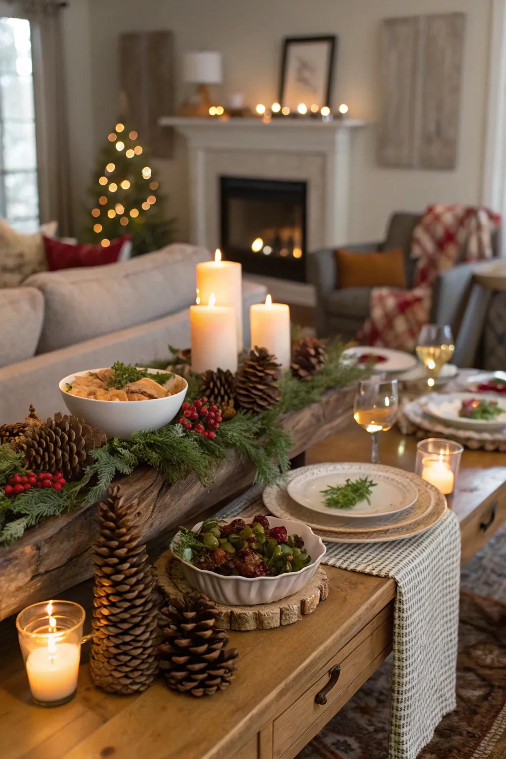 Seasonal decorations provide a natural touch to your catering setup.