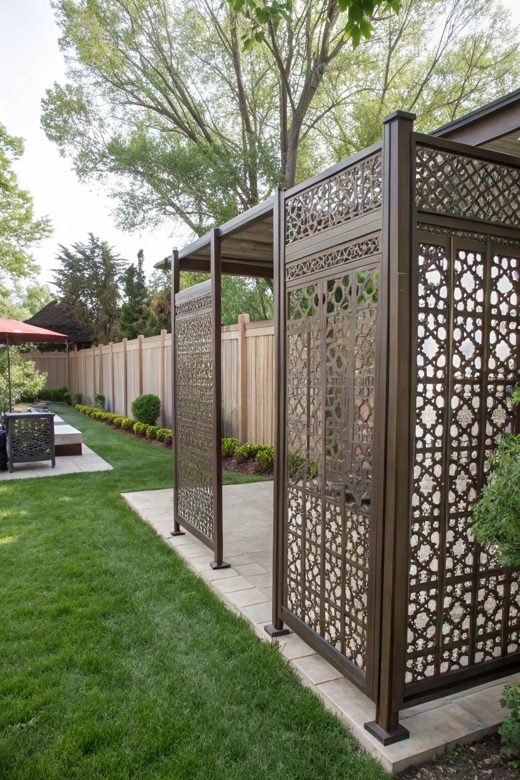 Privacy screens add flair while ensuring your area is private.