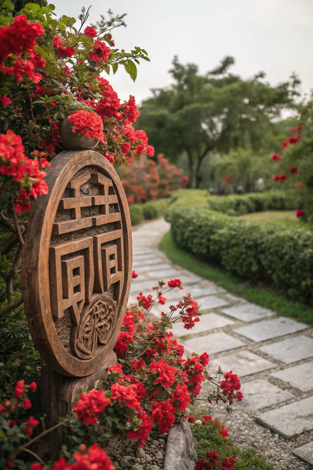 A beautifully crafted Double Joy symbol centerpiece.