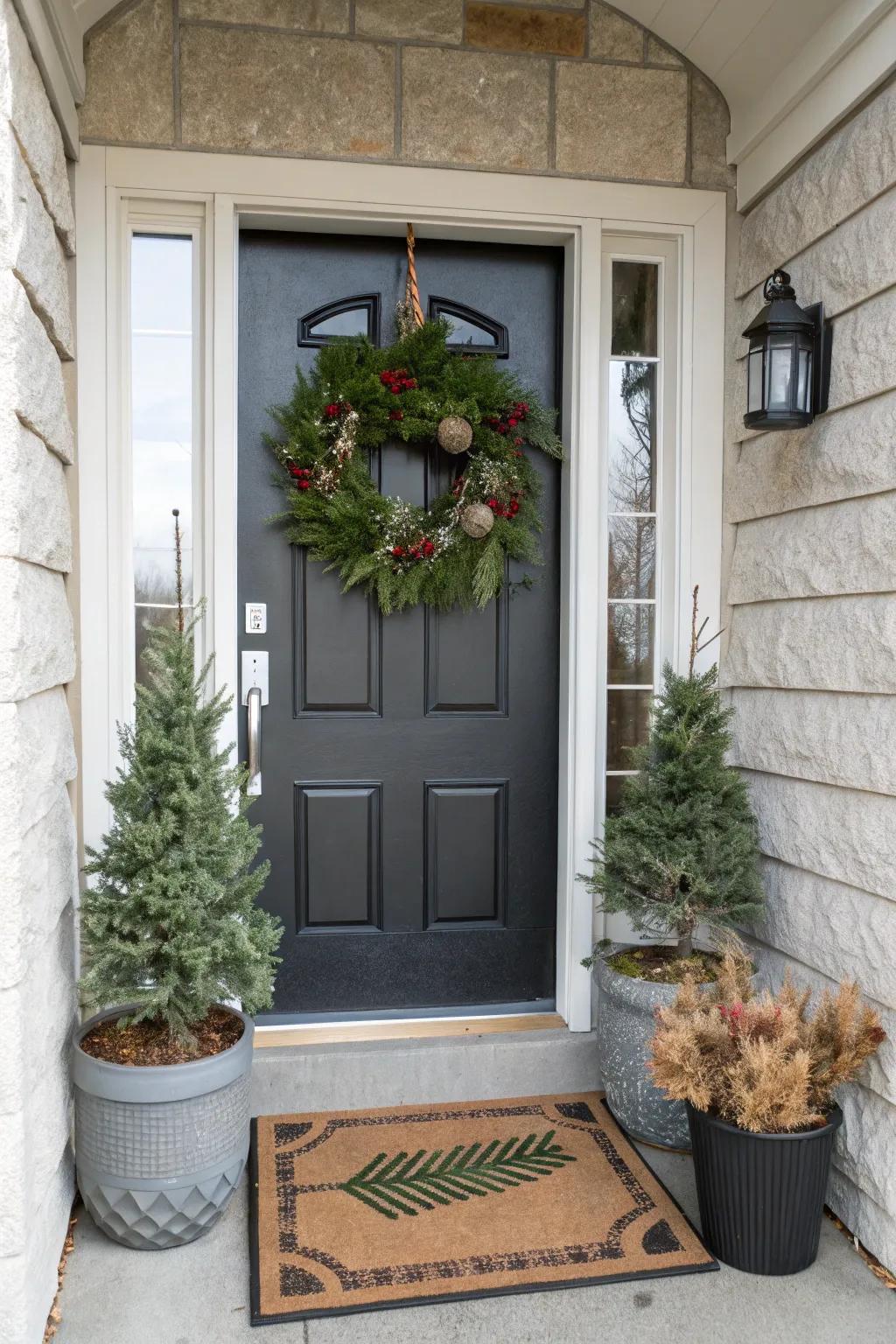 An inviting Christmas entryway that immediately sets the festive tone from your doorstep.