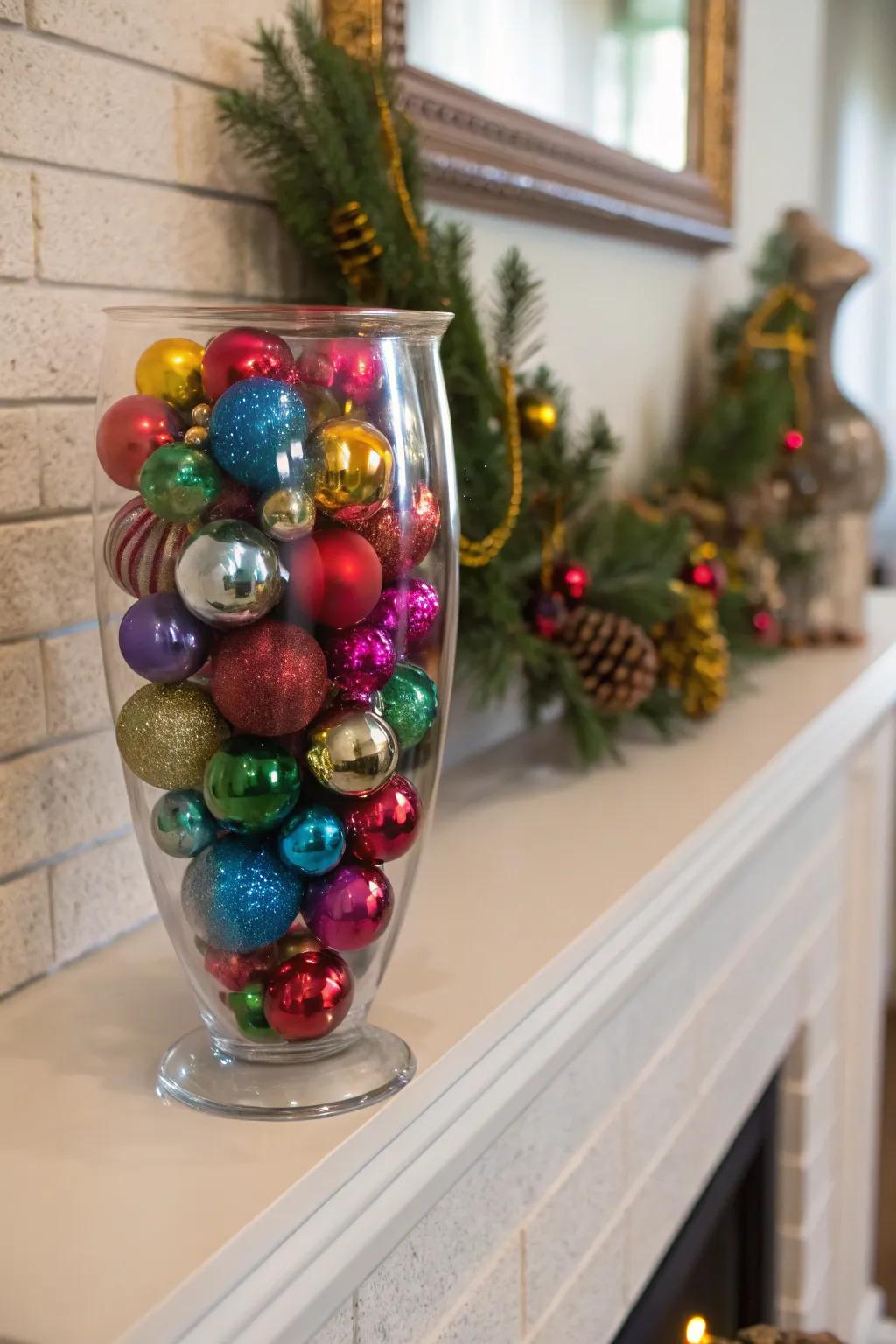 Splash some hues with a bauble-filled vase.