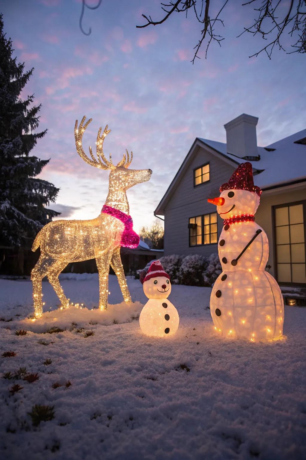 Lit sculptures bring an endearing and enchanting flair to any holiday display.