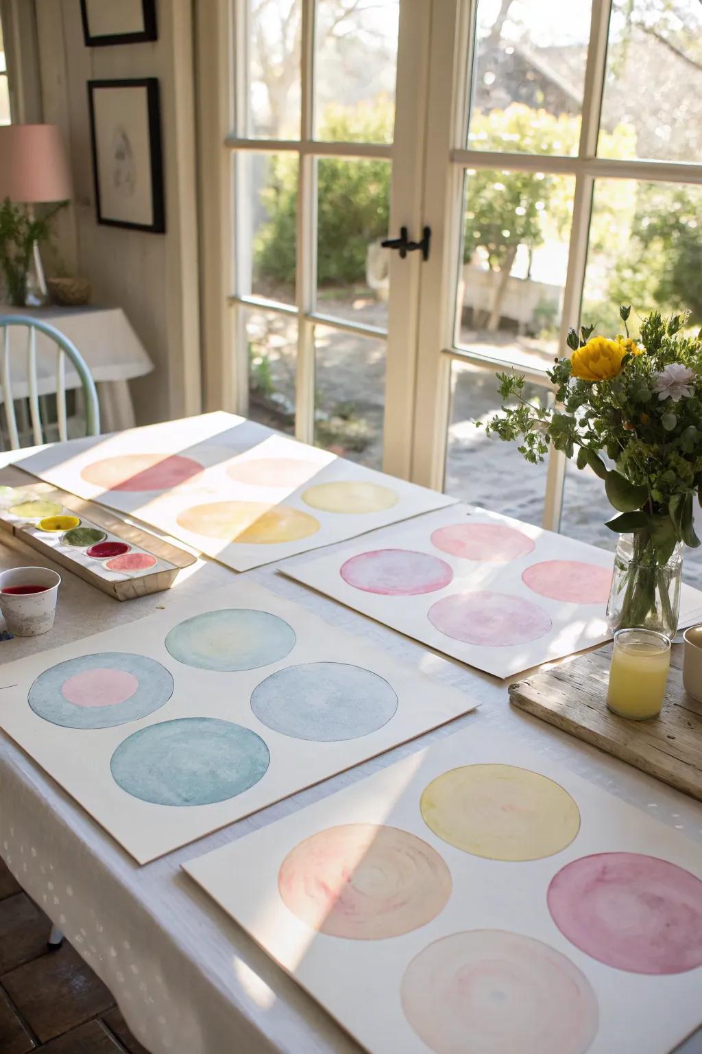 Cultivate peace through delicate watercolor circles.