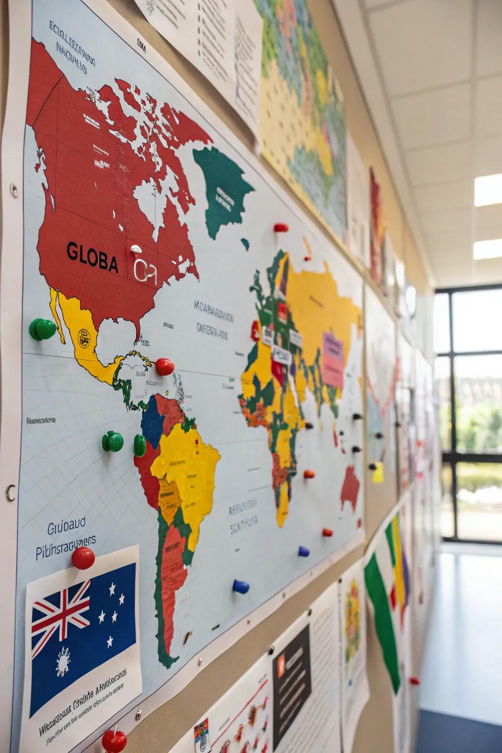 A world map illustrating global citizenship and diversity.
