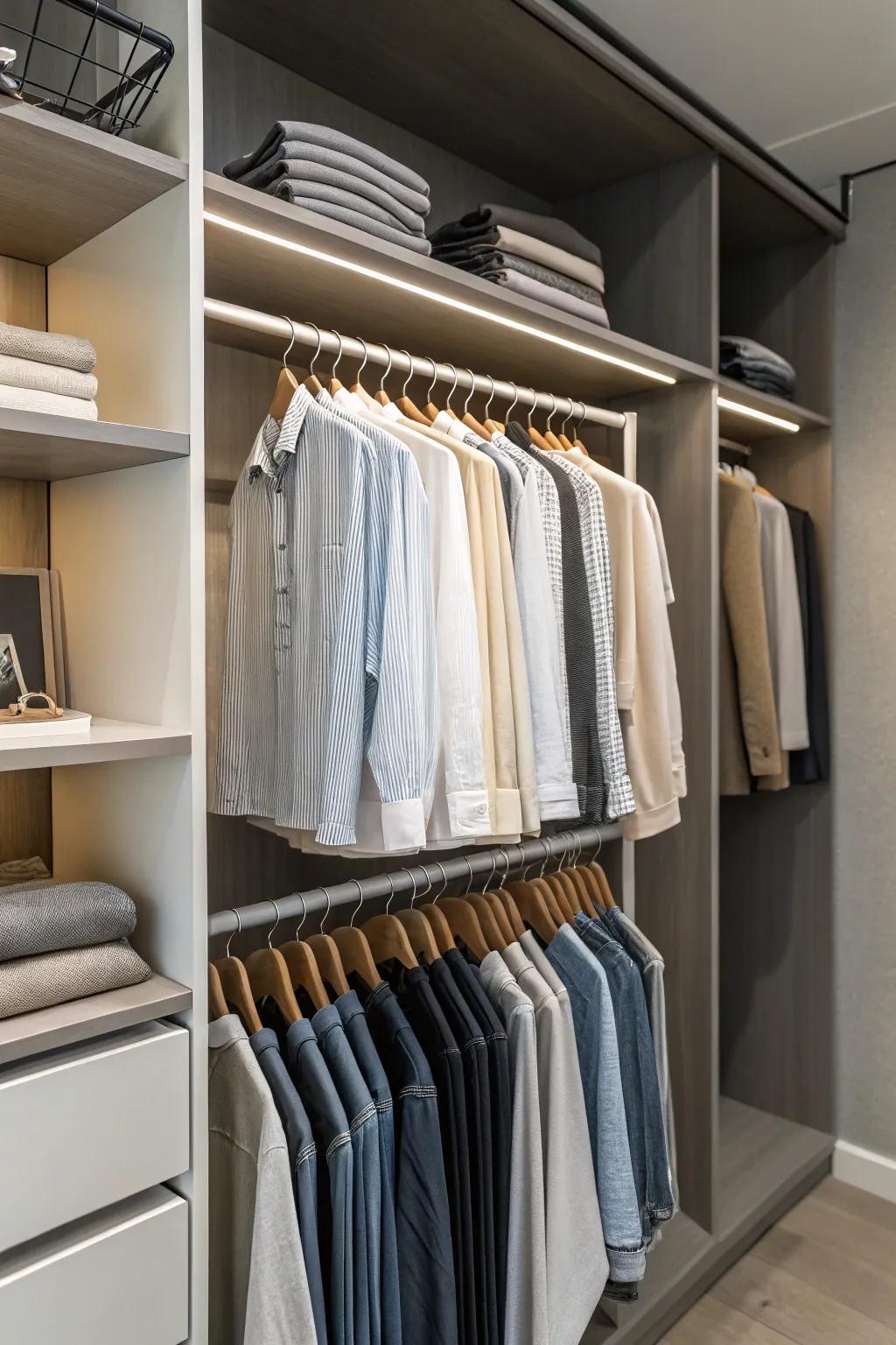 Slim hangers free up essential closet space.