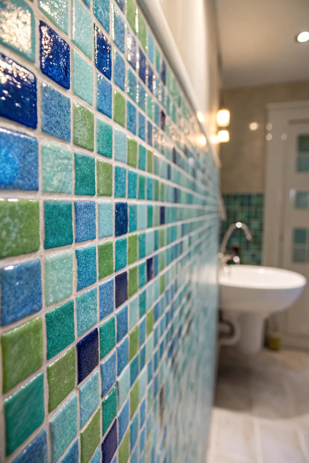 Mosaic tiles bring the ocean's shimmering beauty into your home.