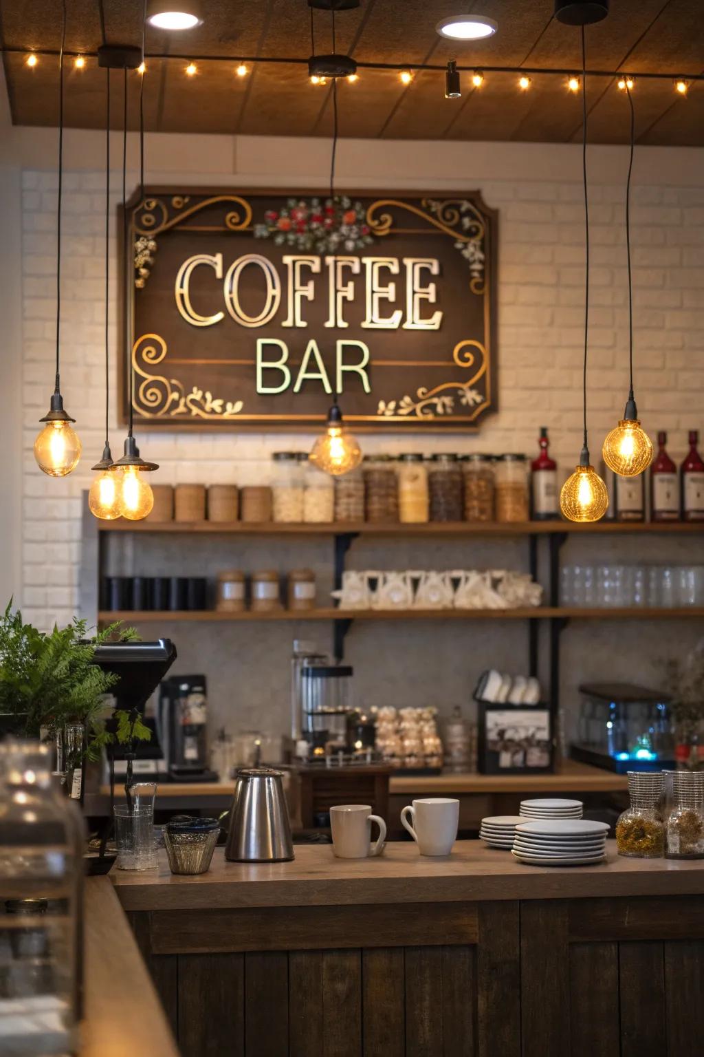 A tailored coffee notice contributes character.