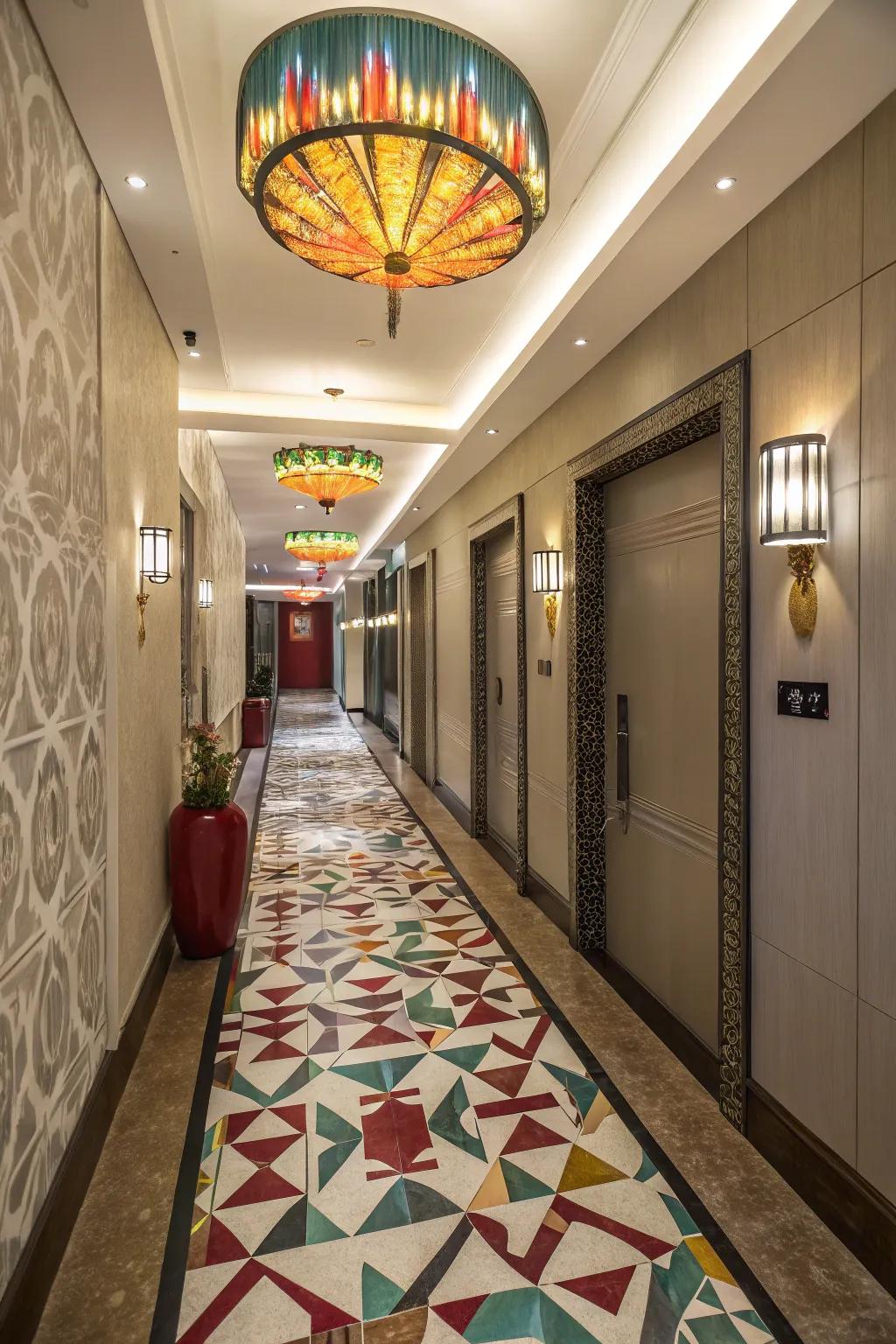Geometric tiles or colorful rugs can revolutionize your hallway floor.