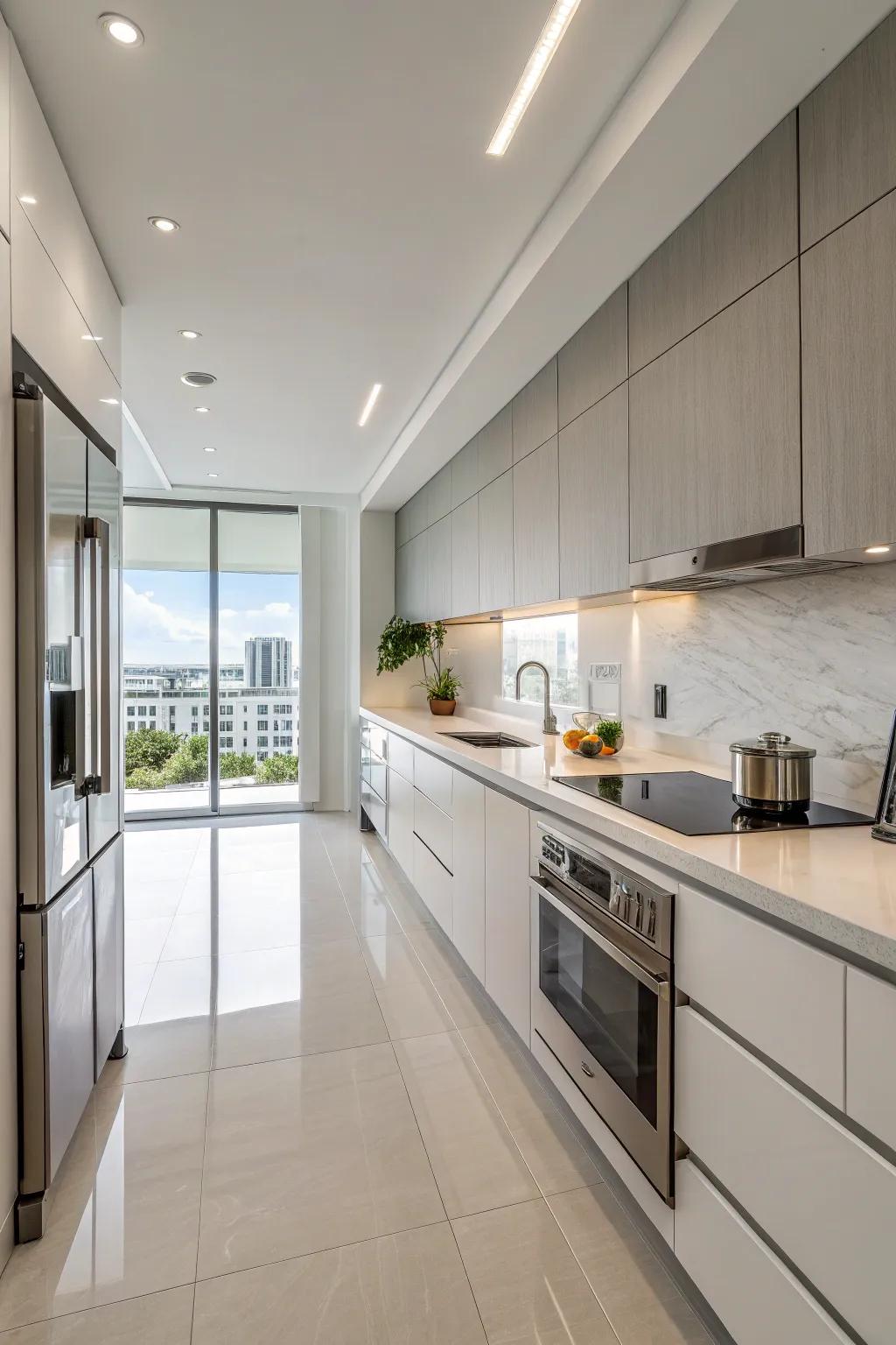 Contemporary aesthetics bring a sense of peace and order to your kitchen.